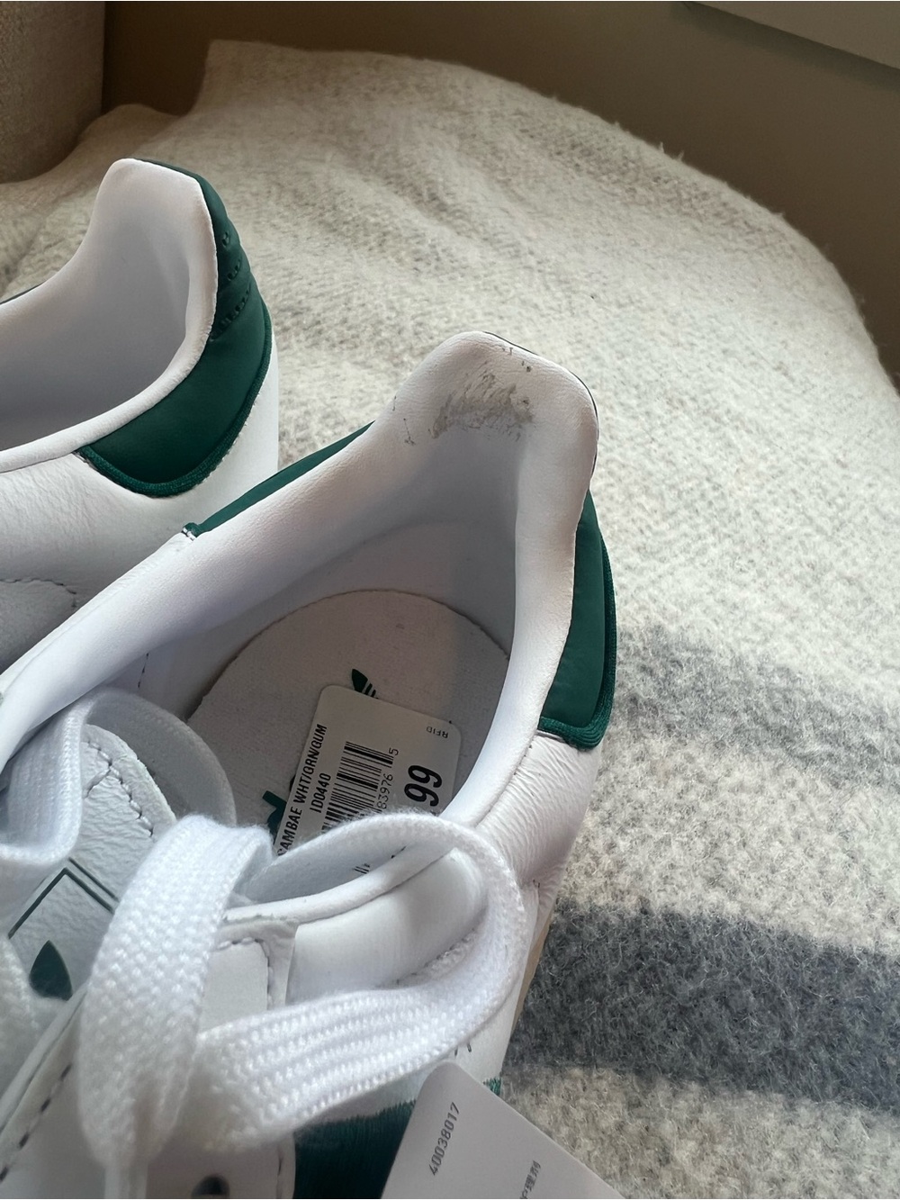 adidas Sambae Women's Sneakers - White with Green Stripes NWT 8.5 - Picture 7 of 8